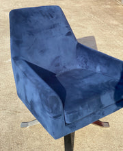 Load image into Gallery viewer, Blue Velvet Chair with Silver Base
