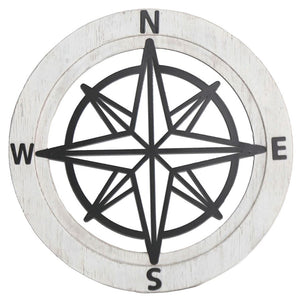 Compass Rose Whitewashed and Metal