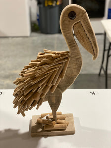 Wooden Pelican Sculpture