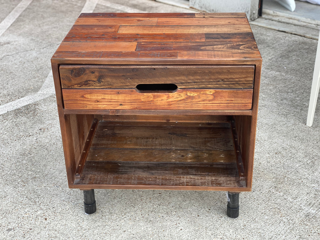 Multi Tone Wood Side Table With Drawer