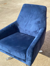 Load image into Gallery viewer, Blue Velvet Chair with Silver Base
